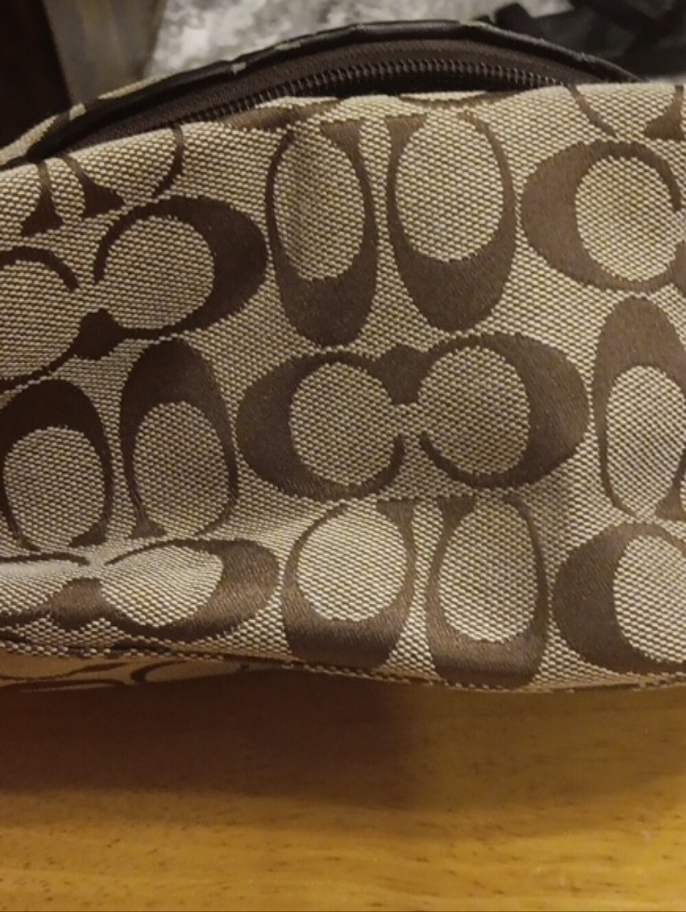 Vintage Coach 40273 Signature Stripe Demi Pouch Baguette Bag Khaki Brown Y2K